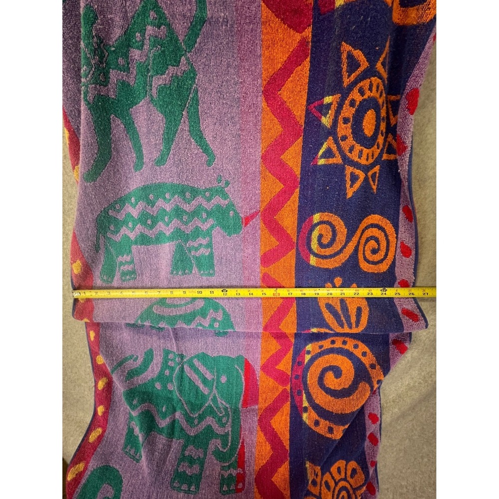 Vintage 90s Retro Summer Sun & Fun Animal Tribal Print Beach Towel 55x26 y2k - Picture 9 of 9
